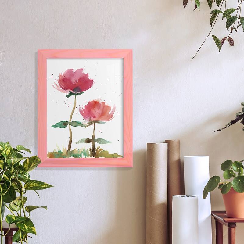 Pink Fleurs I -Framed Print w/glass-Cherry Red