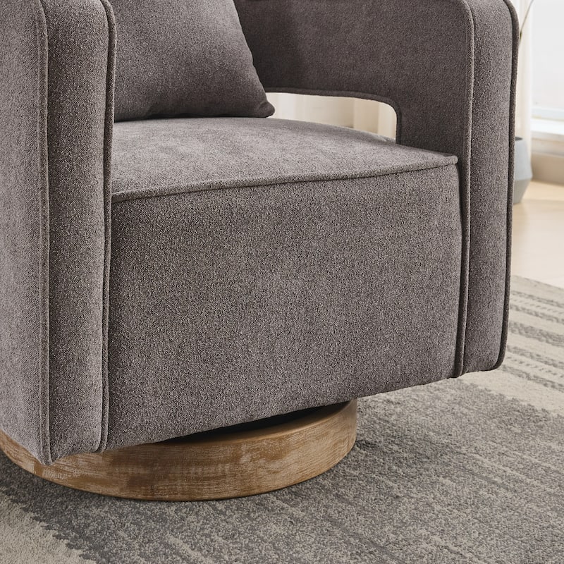 Swivel Accent Open Back Chair Modern Comfy Sofa Chair With Weathered Base For Nursery Bedroom Living Room Hotel Office