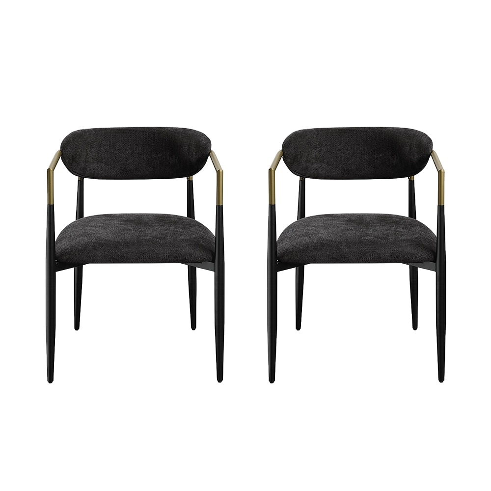 Set of 2 Wooden Side Chairs with Padded Seat and Back in Black