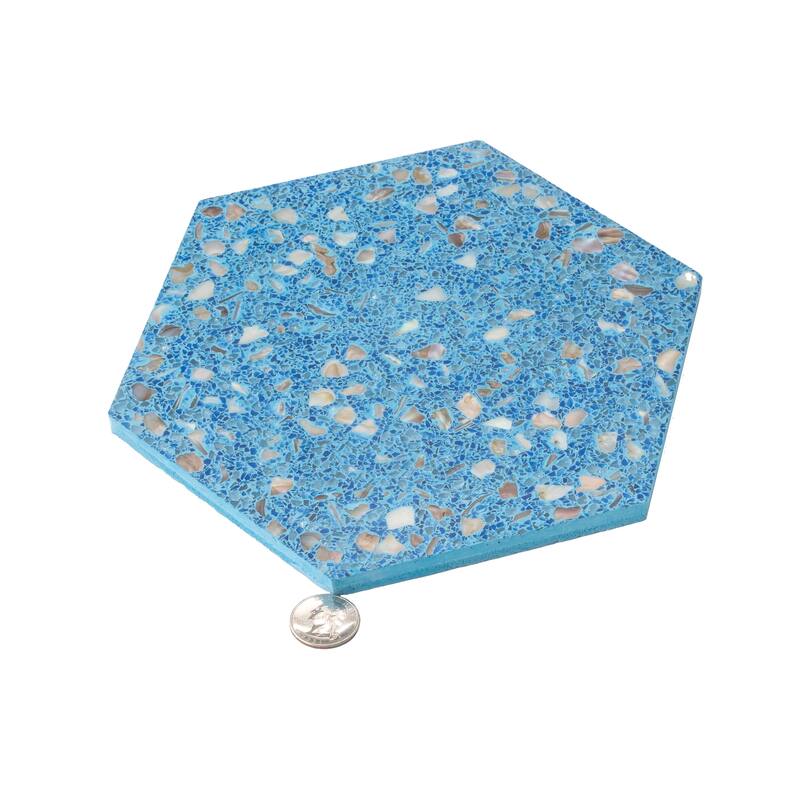 Amalfi 9x8 in. Glossy Shell, Terrazzo Hexagon Wall and Floor Tile (1.8 sq ft/case, 5-Pack)