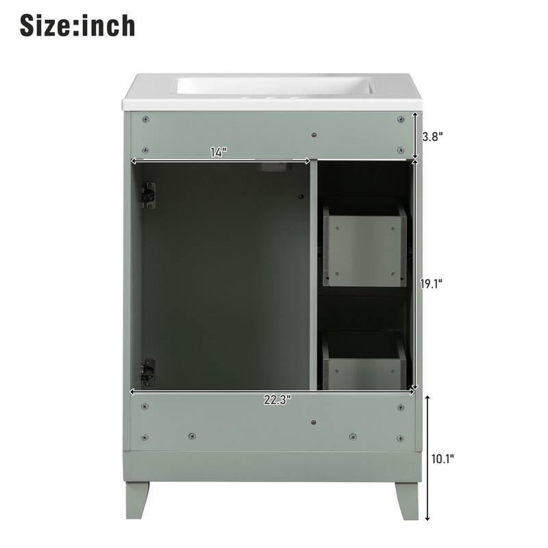 MEDUNJESS 24'' Bathroom Vanity with Ceramic Sink, Bathroom Storage Cabinet