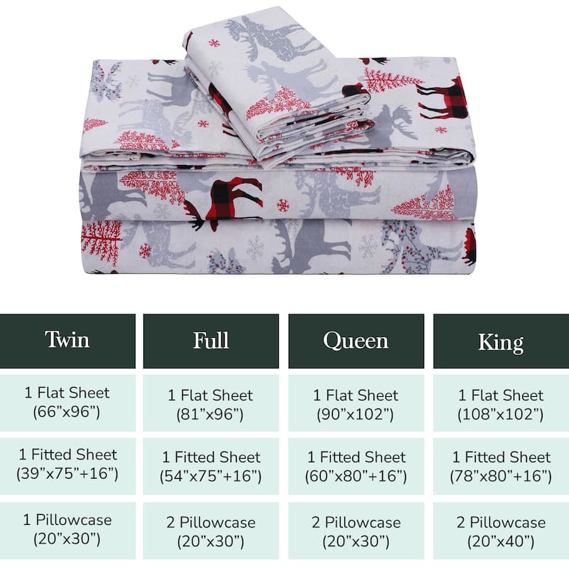 Feather & Stitch Cotton Flannel Sheets Set 4 Piece Bed Sheets Heavy Weight Bedding