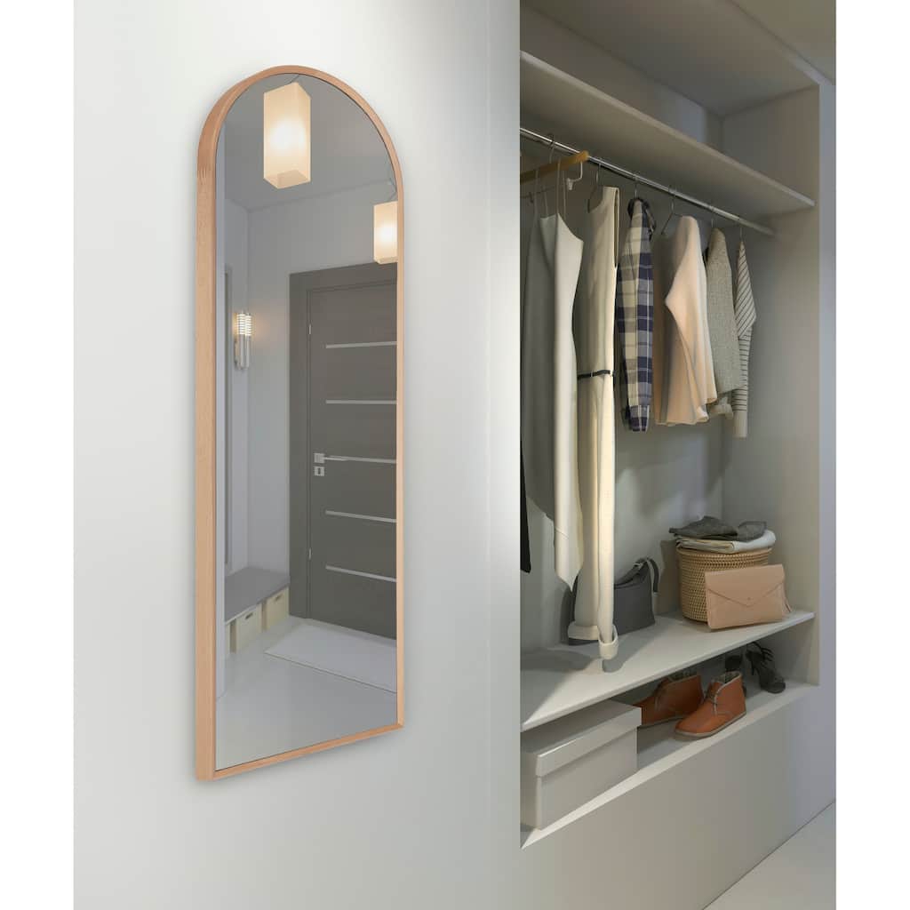 Kate and Laurel Nordlund Beechwood Frame Full-length Arch Wall Mirror - 16x48