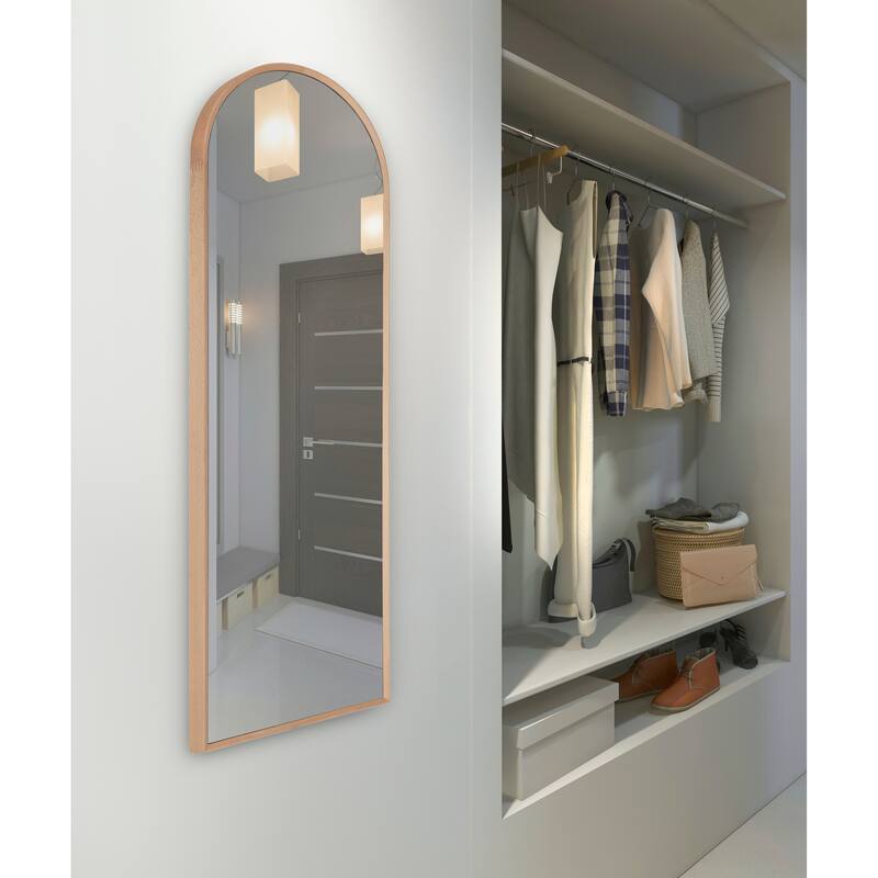 Kate and Laurel Nordlund Beechwood Frame Full-length Arch Wall Mirror - 16x48