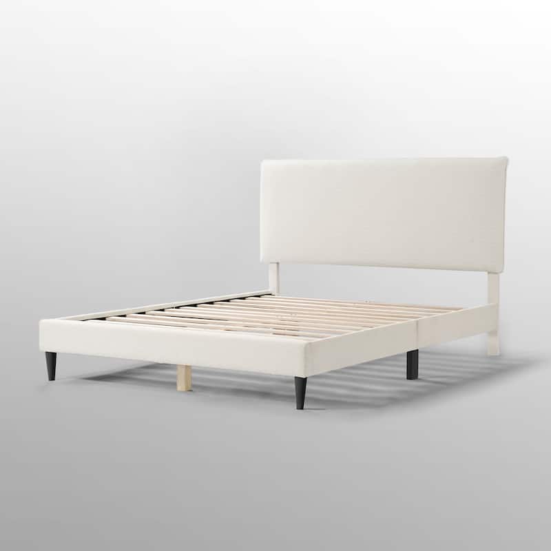 Furniture of America Gail Modern White Boucle Adjustable Queen-Size Platform Bed