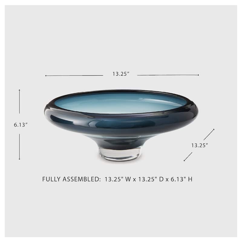 Signature Design by Ashley Vallborough Teal Blue Bowl - 13.25"W x 13.25"D x 6.13"H