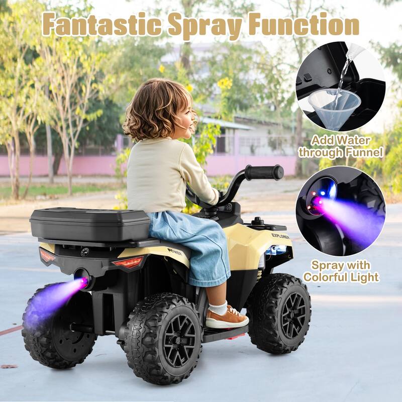 Gymax 6V Kids Ride On ATV w/ Music & Spray Function USB Port Storage