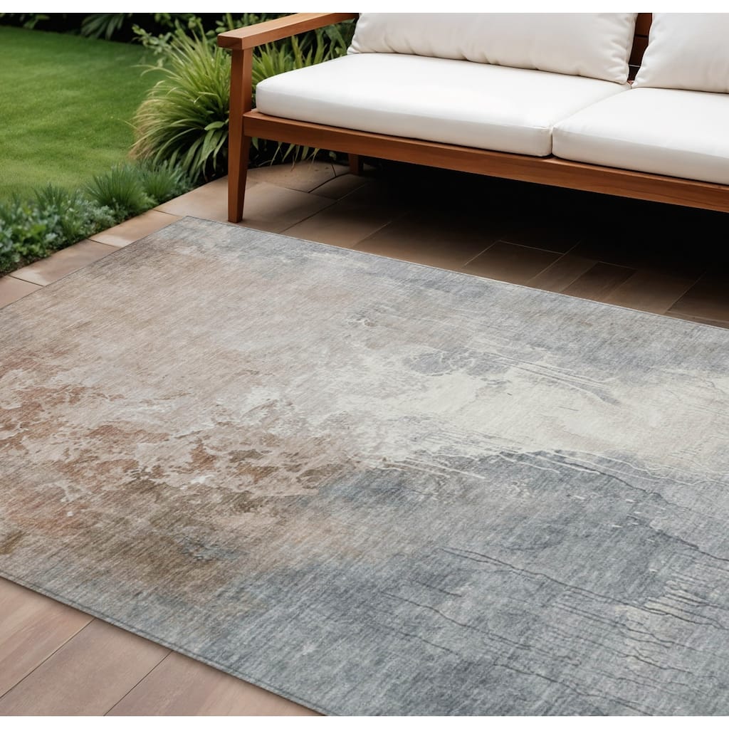 HomeRoots Abstract Transitional Rectangle Outdoor Rug