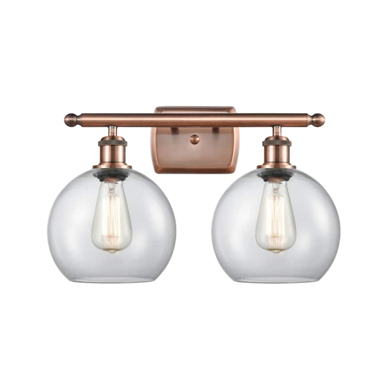 Innovations Lighting 516-2W-11-18 Athens Vanity Athens 2 Light 18" - Antique Copper / Clear