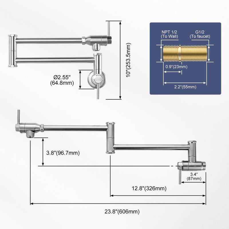 WOWOW Modern Foldable Filling Faucet with Dual-Joint Swivel Arm