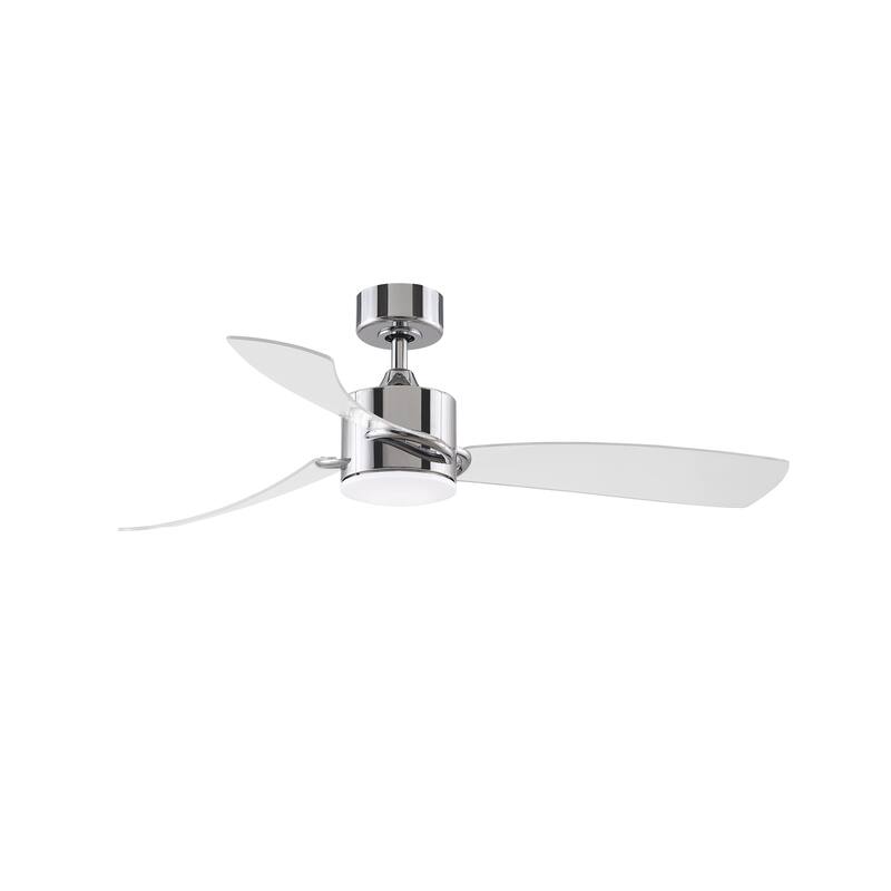 SculptAire - 52 inch Indoor/Outdoor Ceiling Fan with Clear Blade Set and LED Light Kit - Chrome