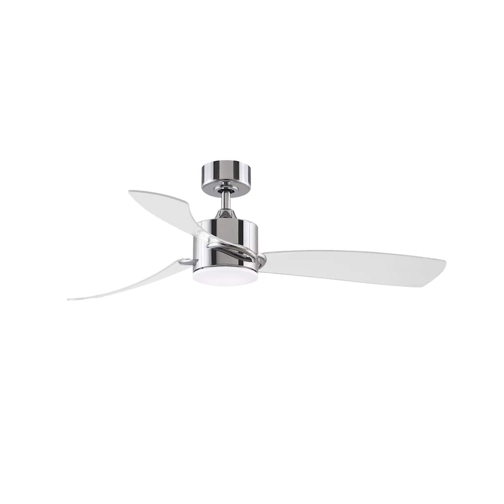 SculptAire - 52 inch Indoor/Outdoor Ceiling Fan with Clear Blade Set and LED Light Kit - Chrome