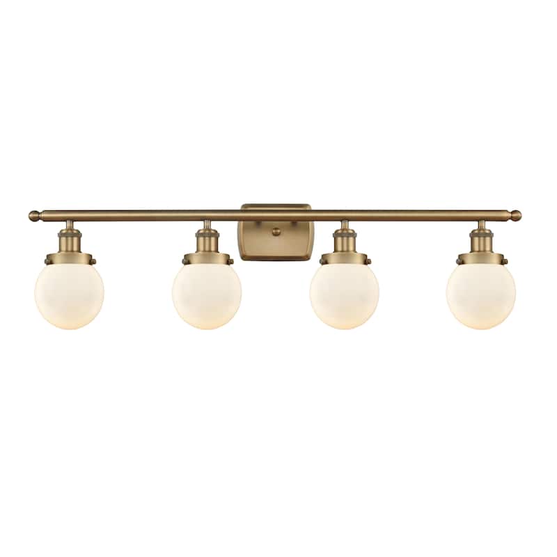 Innovations Lighting Ballston Urban Beacon - 4 Light 36" Bath Vanity Light - Matte White/Brushed Brass Finish