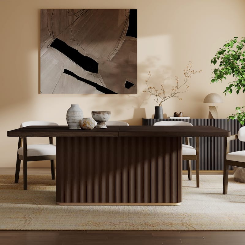 Christopher Knight Home - Brielle 84" Solid Wood Dining Table with Rectangular Pillar Design Base - Dark Brown