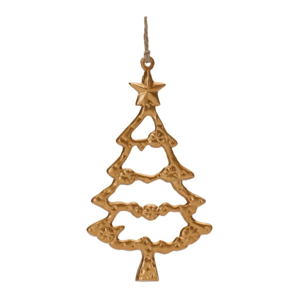 Tree Outline Christmas Ornaments - 6" - Gold - 12ct