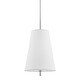 preview thumbnail 2 of 0, Hudson Valley Bowery 1-Light Pendant with White Belgian Linen Shade Polished Nickel