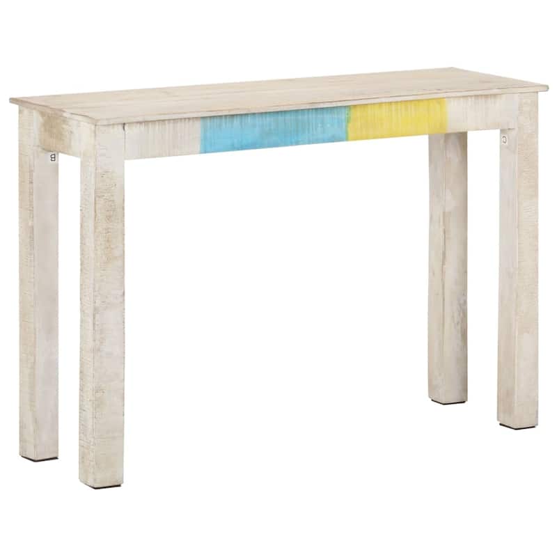 vidaXL Console Table White 45.3"x13.8"x30.3" Rough Mango Wood