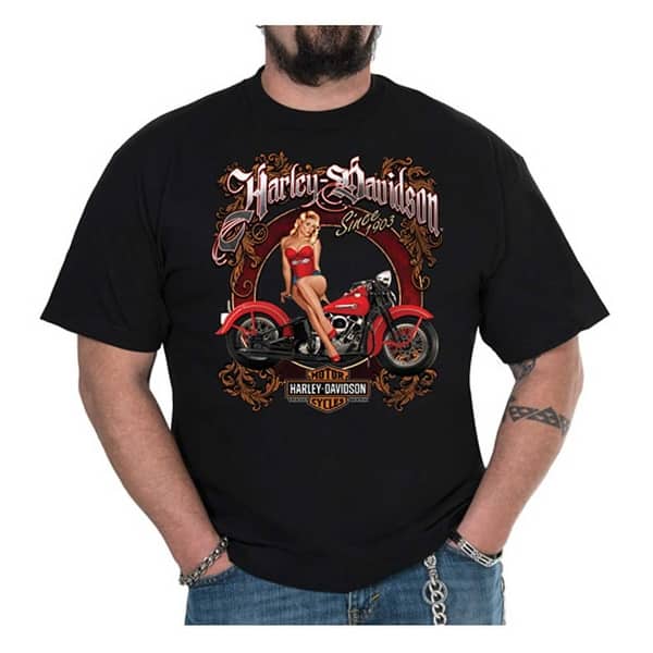 Shop Harley Davidson Men S Vintage Pinup Crew Neck Short Sleeve T