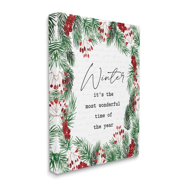 slide 2 of 12, Stupell Most Wonderful Time Winter Phrase Festive Wreath Canvas Wall Art - Multi-Color 30 x 40