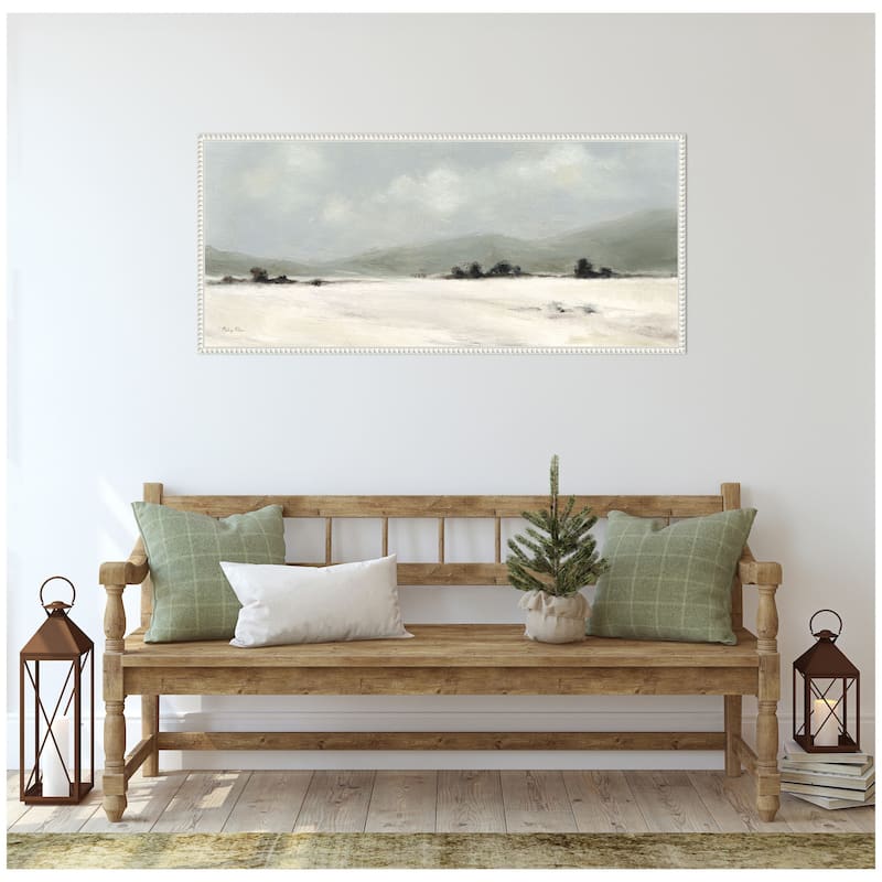 Kate and Laurel Sylvie Beaded December Mist Panel Framed Canvas by Mackenzie Nelson