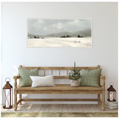 Kate and Laurel Sylvie Beaded December Mist Panel Framed Canvas by Mackenzie Nelson
