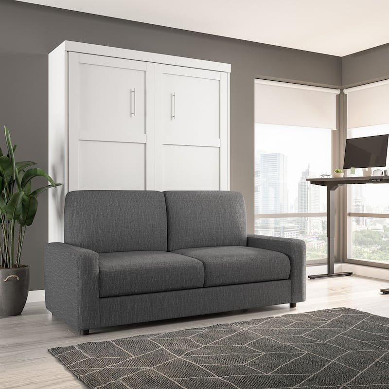 Bestar Pur Queen Murphy Bed with Sofa, Wall Bed with Couch (78W)