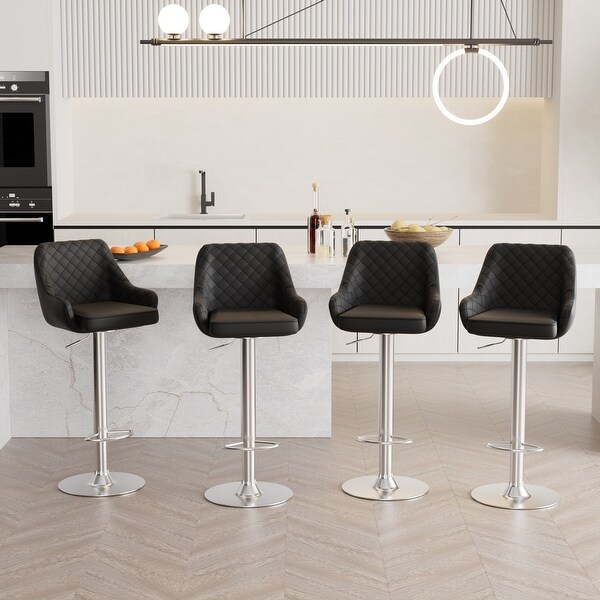 Ani 25 Inch Counter Stool Set of 2, Soft Faux Leather Saddle Seat, Gray By Casagear Home main image 0
