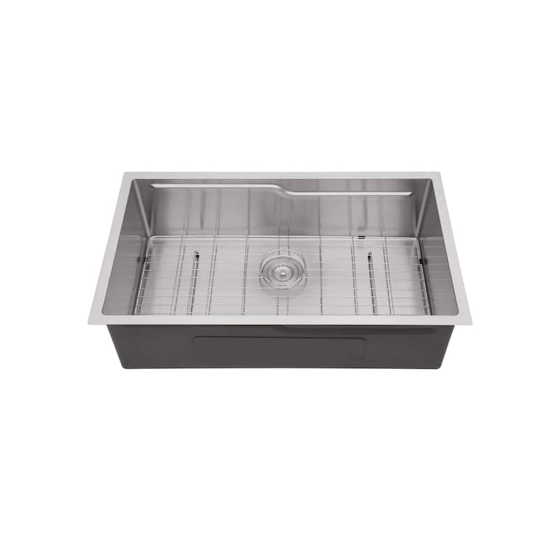 33 in. Undermount Single Bowl 16 Gauge Brushed Nickel Stainless Steel Kitchen Sink Basin - 33" x 19" x 10"
