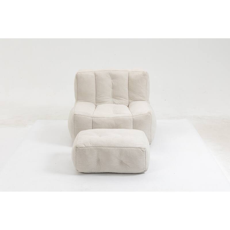 Fluffy bean bag chair, for adults and children, super soft lazy sofa chair with memory foam and ottoman,for living room