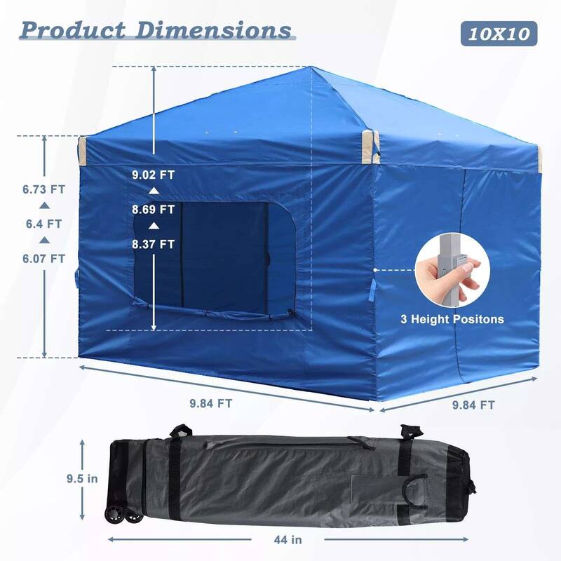 Aoodor 10x10 FT Pop-Up Canopy Tent with Roller Bag and Curtain