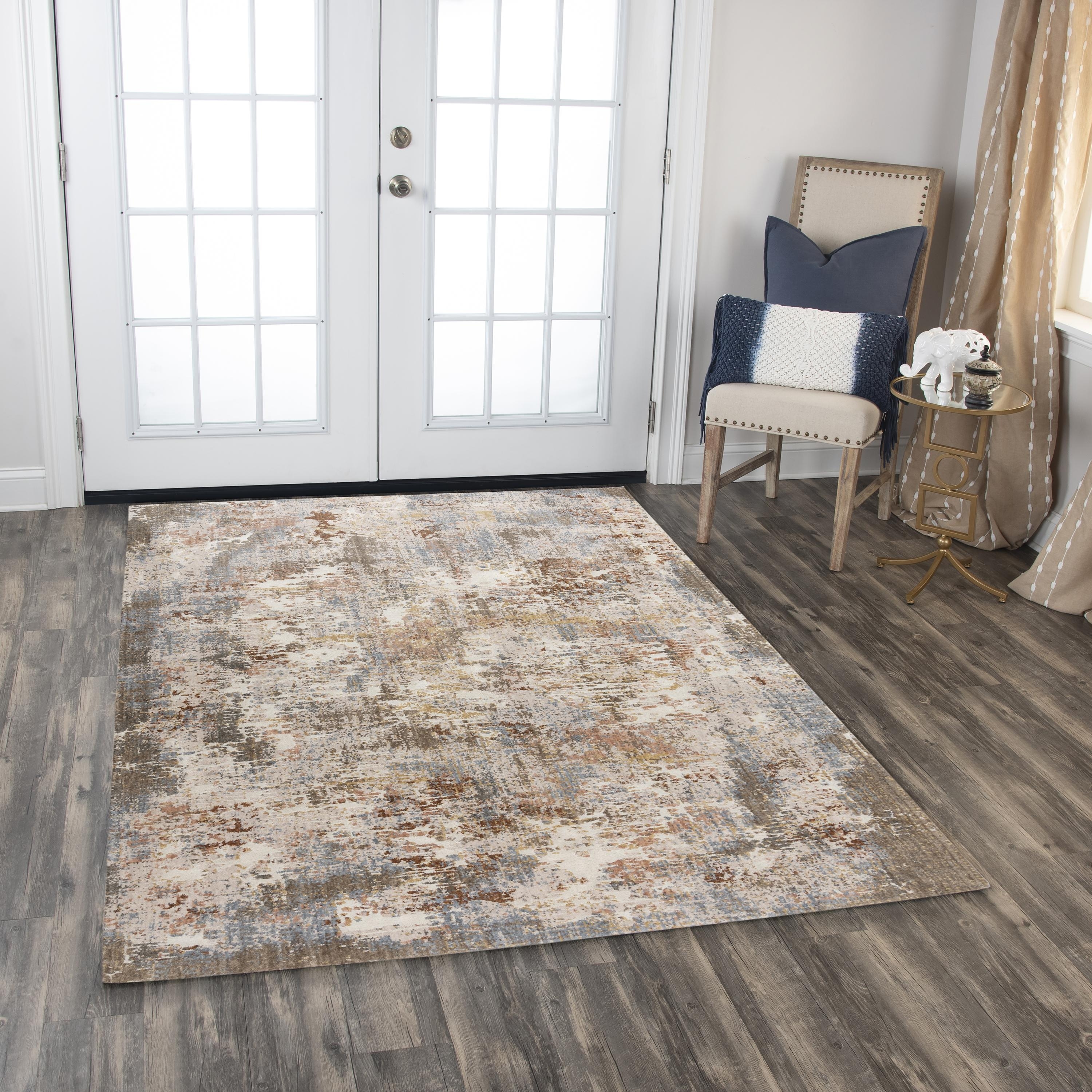 Alora Decor Lake Transitional Ivory/Blue Recycled Polyester Area Rug