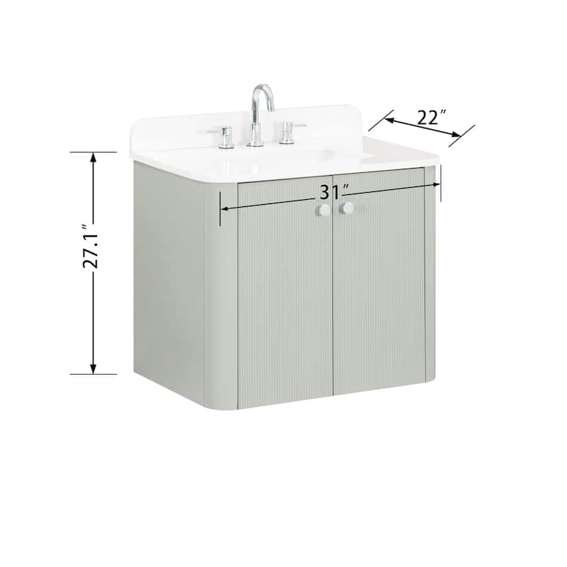 Haley Bathroom Vanity in Soft Sage with White Engineered Stone Top