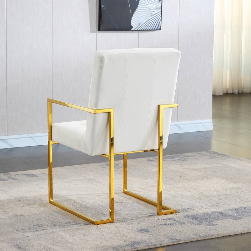Velvet Dining Chair Tufted Design and Silver Finish Stainless Base