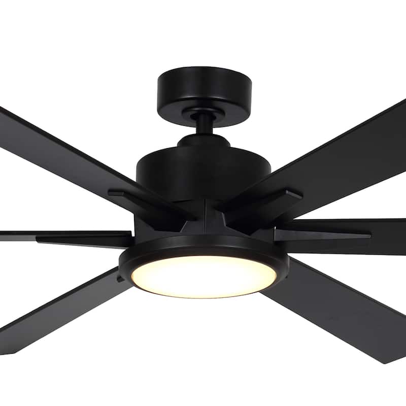 65" Black Modern Large Ceiling Fan with LED Light and Remote