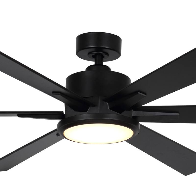 65-inch Black Modern Large Ceiling Fan with LED Light and Remote