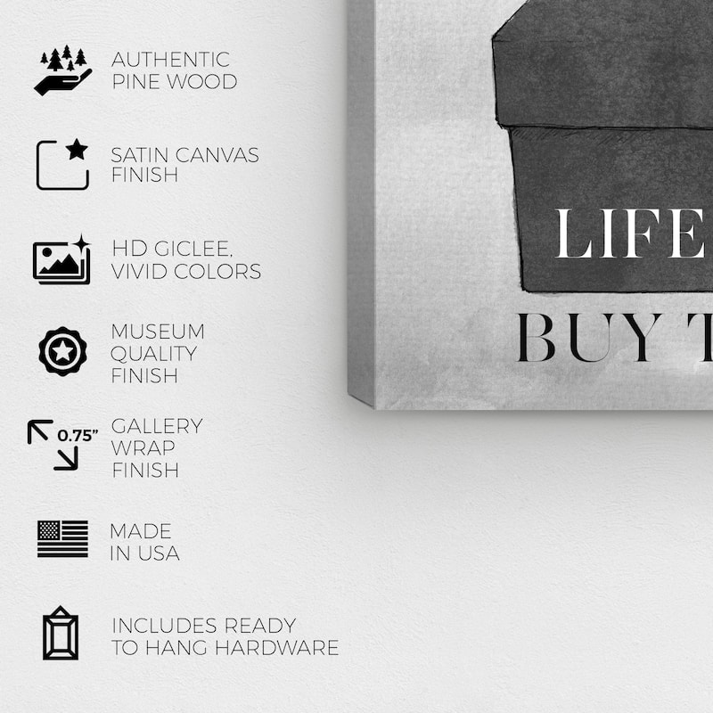 Wynwood Studio Canvas Fashion and Glam Life Is Short Black Shoes Black and Glam Wall Art Canvas Print