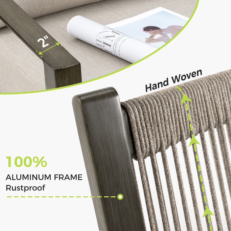 Nimbus 3-Piece Brown Aluminum Patio Conversation Set with Swivel Chairs, Sunbrella Light Gray Cushions and Side Table