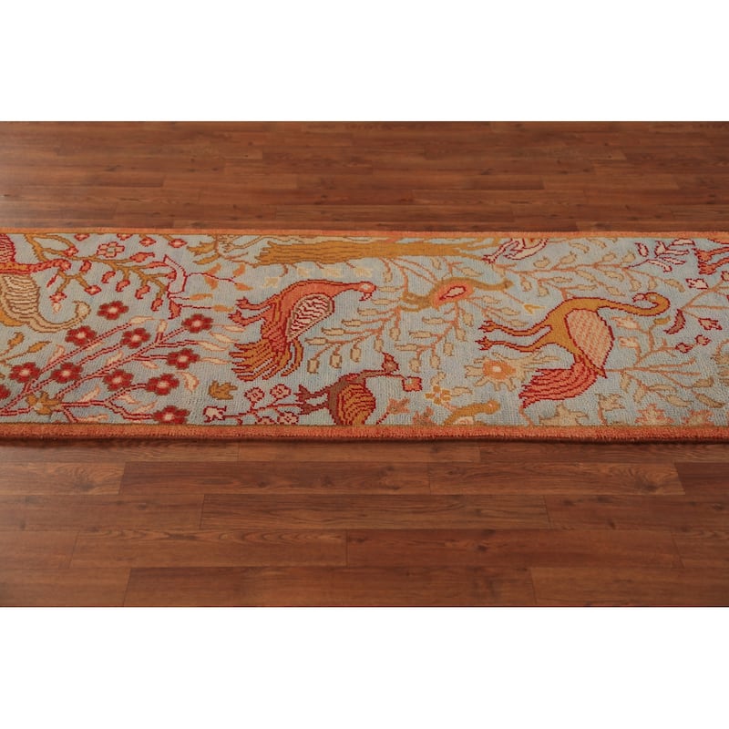 Animals Design Ziegler Indian Runner Rug Handmade Wool Carpet - 2'6"x 8'1"