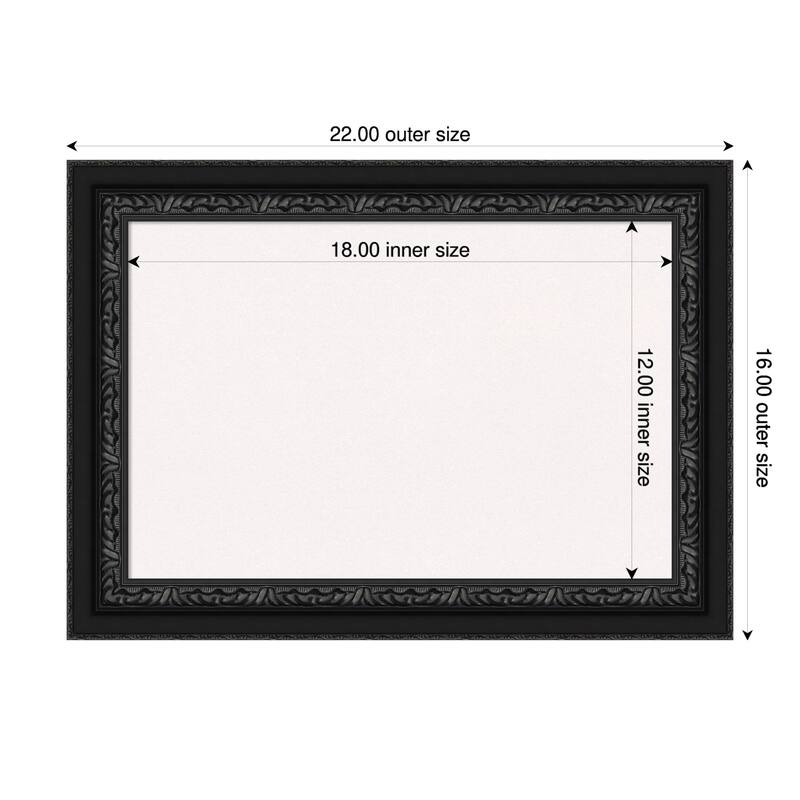 Downton Black Wood Framed Cork Board - Bulletin Board, Organization Board, Pin Board - White - 22 x 16 in