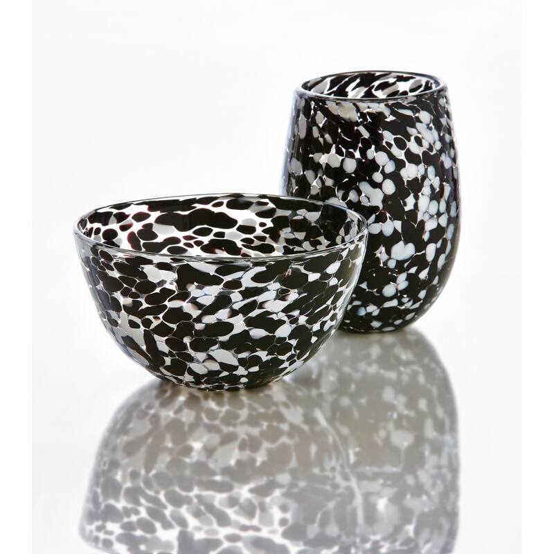 Black and White Confetti Glass Bowl, 20 oz. Dishwasher Safe