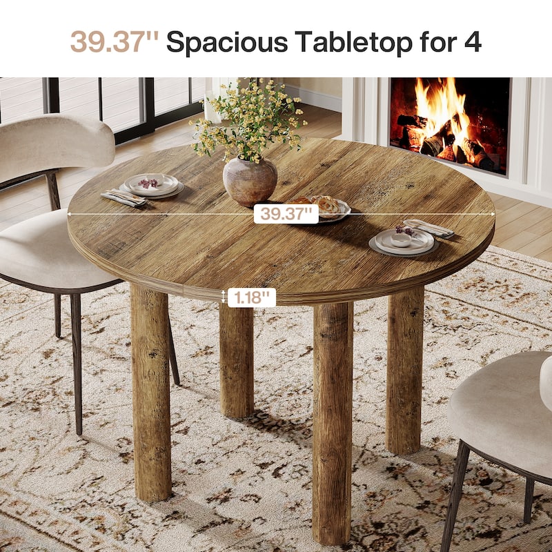 39-inch Round Dining Table for 4