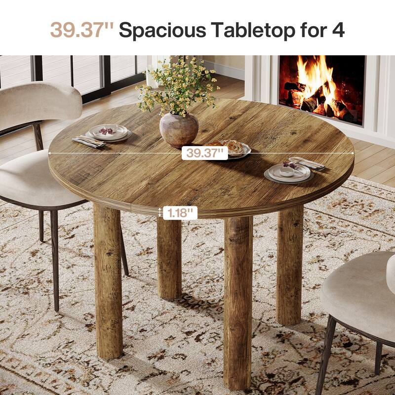 39-inch Wood Round dining table for 4