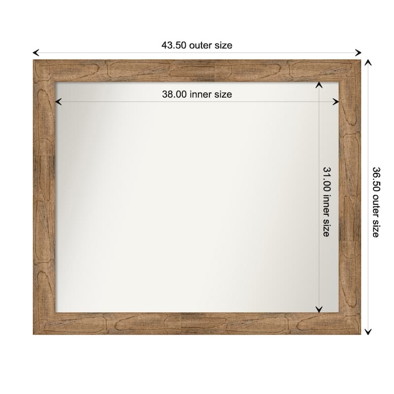 Owl Brown Framed Non-Beveled Custom Wall Mirror, Bathroom Vanity Mirror - Outer Size: 43.5 x 36.5