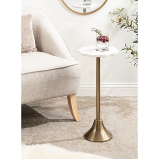 Kate and Laurel Sanzo Scalloped Marble and Metal Drink Table - Bed Bath ...