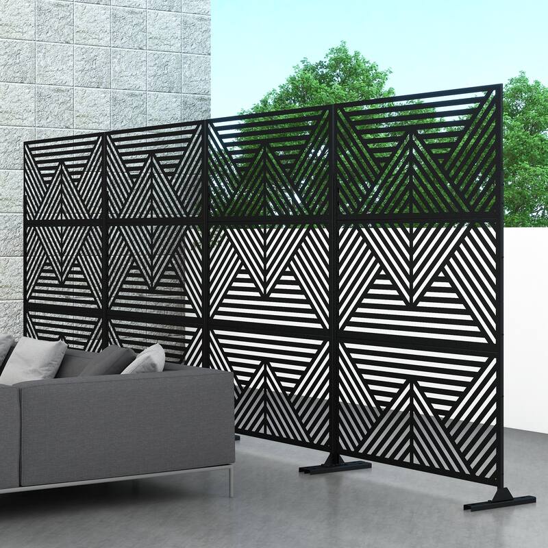 Metal Privacy Screen Wall Decoration Free Standing-6.3 ft. H X 4 ft. W