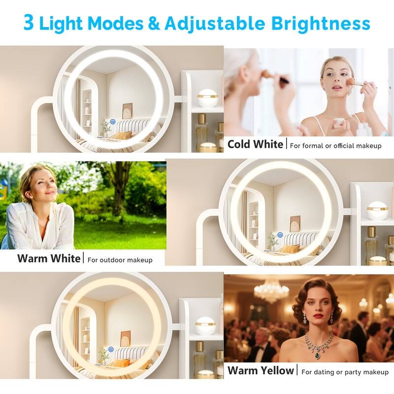 Particle Board Veneered White Bracket, White Iron Feet, 5-drawer 2-compartment 2-tier Rack Dressing Table - N/A