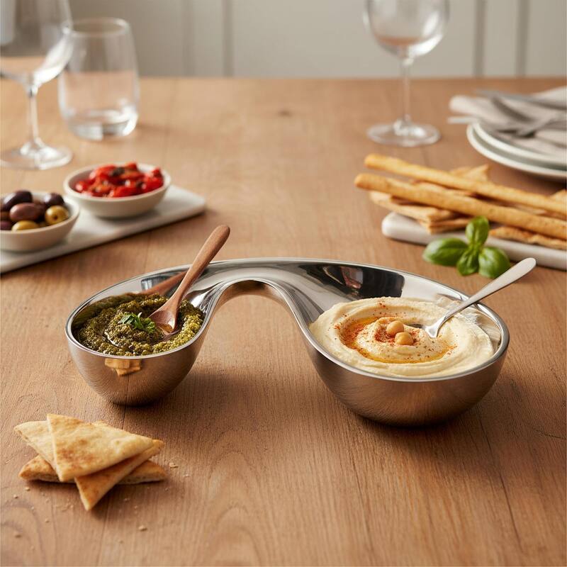 Nambe Morphik Olive Bowl - 7" x 11" x 4.5"