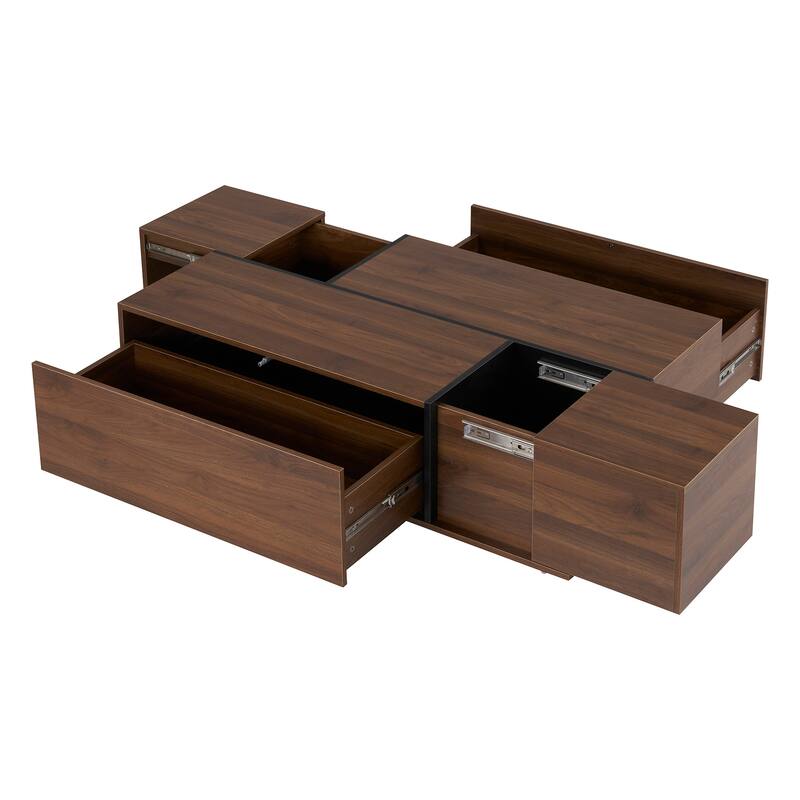 47.2" MDF Coffee Table with Sliding Top and Hidden Storage for Living Room