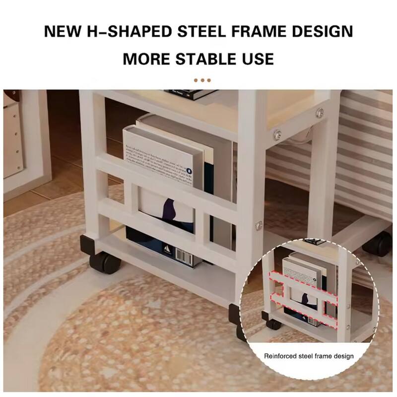 Small Mobile Standing Desk, Adjustable Height Portable Rolling Desk, Tiltable Desk C Shaped End Table For Couch