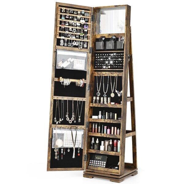 Costway lockable mirrored jewelry cabinet top